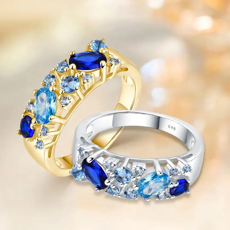 مجوهرات حسب الطلب عالية الجودة ياقوت 925 خاتم من حجر فضة حقيقي كريم خاتم هدية مجوهرات فاخرة للنساء خواتم من الماء والفضة