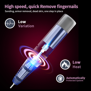 Mini taladro eléctrico para uñas personalizado profesional 5 en 1, caja de almacenamiento redonda con soporte, enchufe del Unido Reino, incluye capa de broca de pieza de mano - Product Image 2