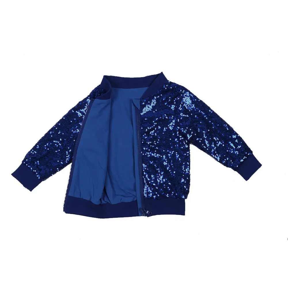 Chaqueta de lentejuelas para niños Glitter Sparkle Open Front Casual Chaqueta de manga larga Abrigo