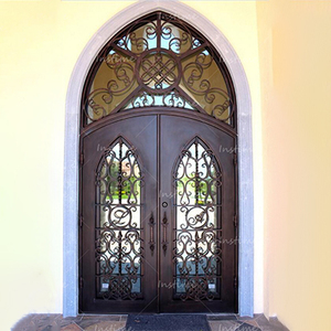 Instime özelleştirmek avustralya <span class=keywords><strong>No</strong></span>-pas demir giriş tek cam kilise kapı çift giriş ferforje kapı Villa için