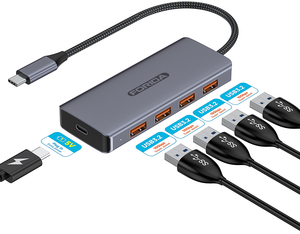 Stok 5 in 1 USB3.2 Gen2 için 4 * USB-C 10Gbps ve 1 * USB-C DC 5V şarj genişletici Dock masaüstü Laptop için - Product Image 1