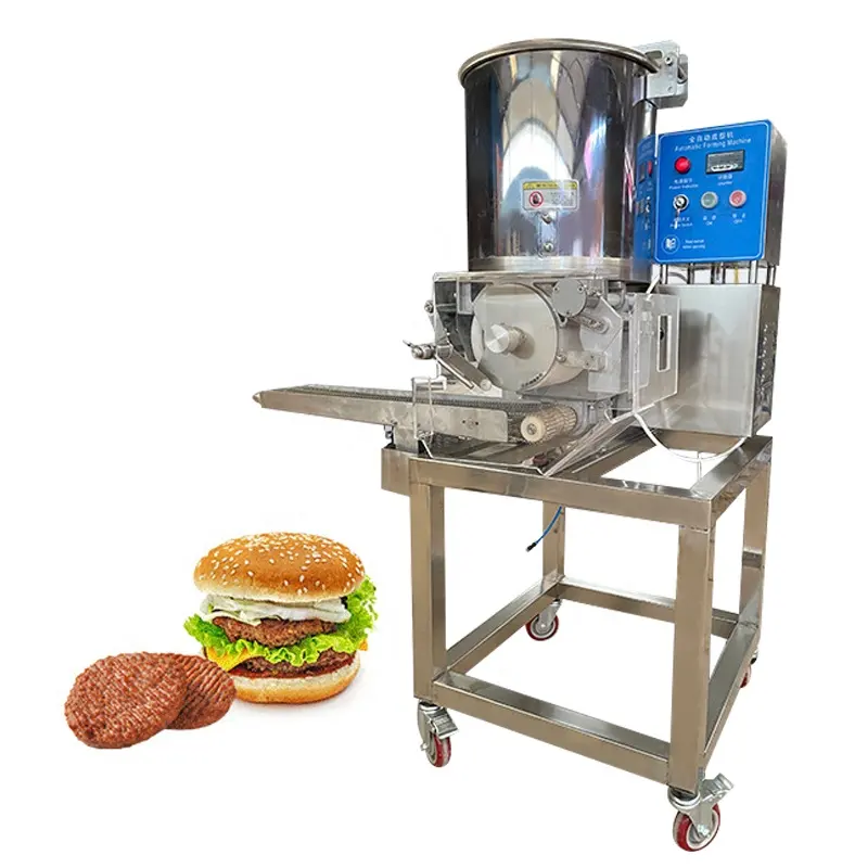 स्वचालित हैमबर्गर पैटी बनाने की मशीन वाणिज्यिक पैटी दबाने की मशीन बीफ मछली झींगा पैटी दबाने की मशीन