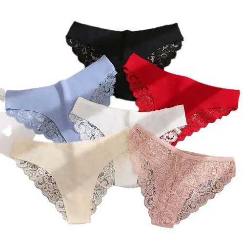 Women's Panties Set Sweet Lace Underwear Soft Silk Satin Lingerie French Romantic Woman Briefs Female Sexy Panty