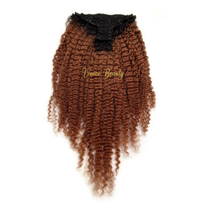Ombre renk tipi 3 4 4A Afro Kinky derin kıvırcık klip ham ham bakire kahverengi kök 1B #33 Coily kıvırmak ClipIn insan saçı postiş - Product Image 4