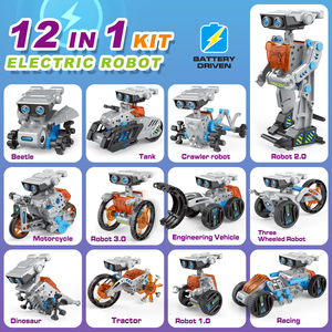 子供のための12 in1教育DIY建築科学実験セットSTEM電気ロボットカーキットおもちゃ - Product Image 2