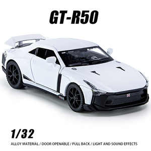 1/32 GT-R50ビッグコレクショングレーブルーホワイトライトサウンドプルバックシミュレーションカーモデルデコレーションおもちゃダイキャストカー - Product Image 6