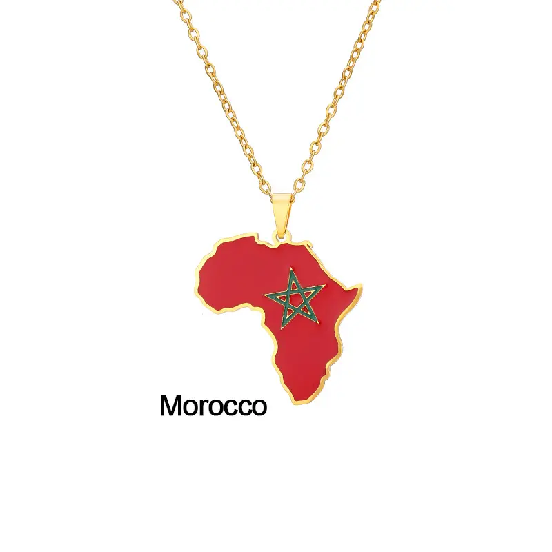 Customized Map Necklace African Moroccan Map Pendant Necklace