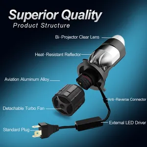 A82 80w 12V Led far Mini Lens Led projektör ışıkları farlar kurulumu kolay H4 araba far Bi Led projektör Lens - Product Image 5