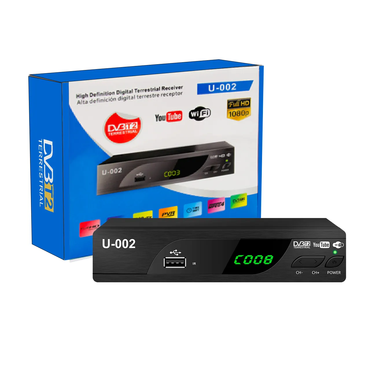 JUNUO en gros décodeur full hd 1080p mpeg4 DVB-T2 Prix Bas dvb t2 numérique TV Récepteur Terrestre