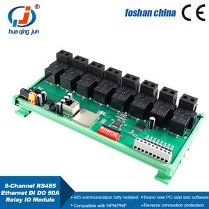 Huaqingjun 8DI 8DO Relay <strong>Outputs</strong> 50A 24V RJ45 LAN <strong>RS485</strong> Ethernet IO Module for Greenhouse Automation