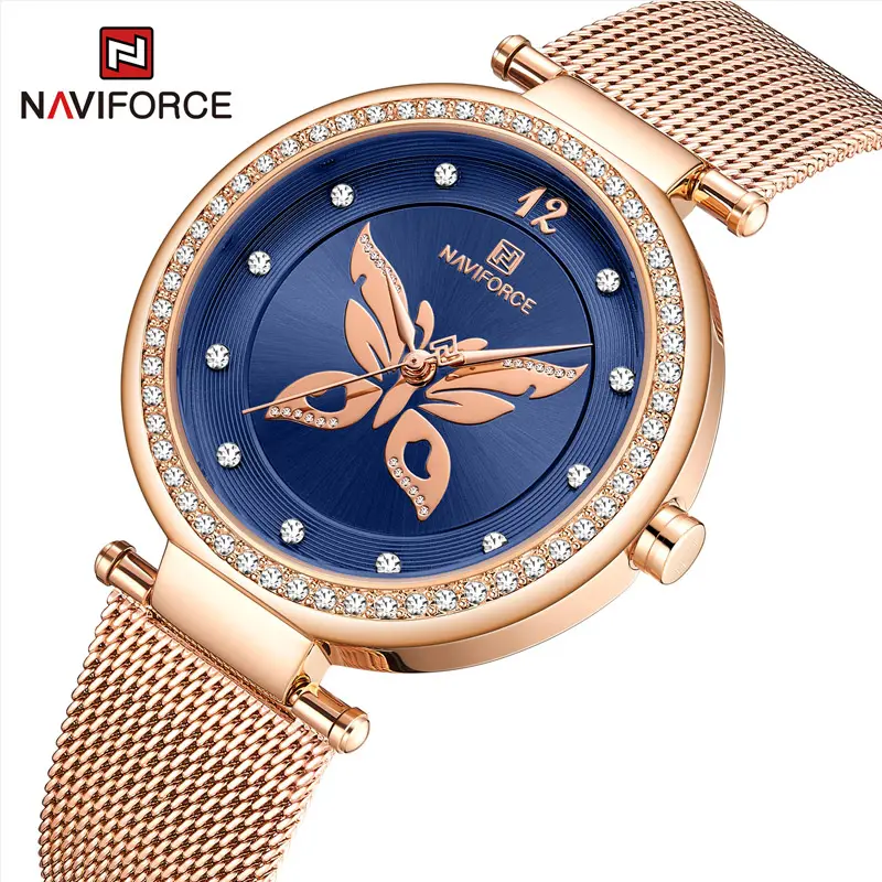 NAVIFORCE NF5018 abito movimento al quarzo femminile orologio da donna orologio da polso impermeabile in acciaio inossidabile orologio cronografo al quarzo di lusso