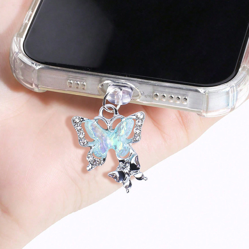 Diamond silver colorful butterfly