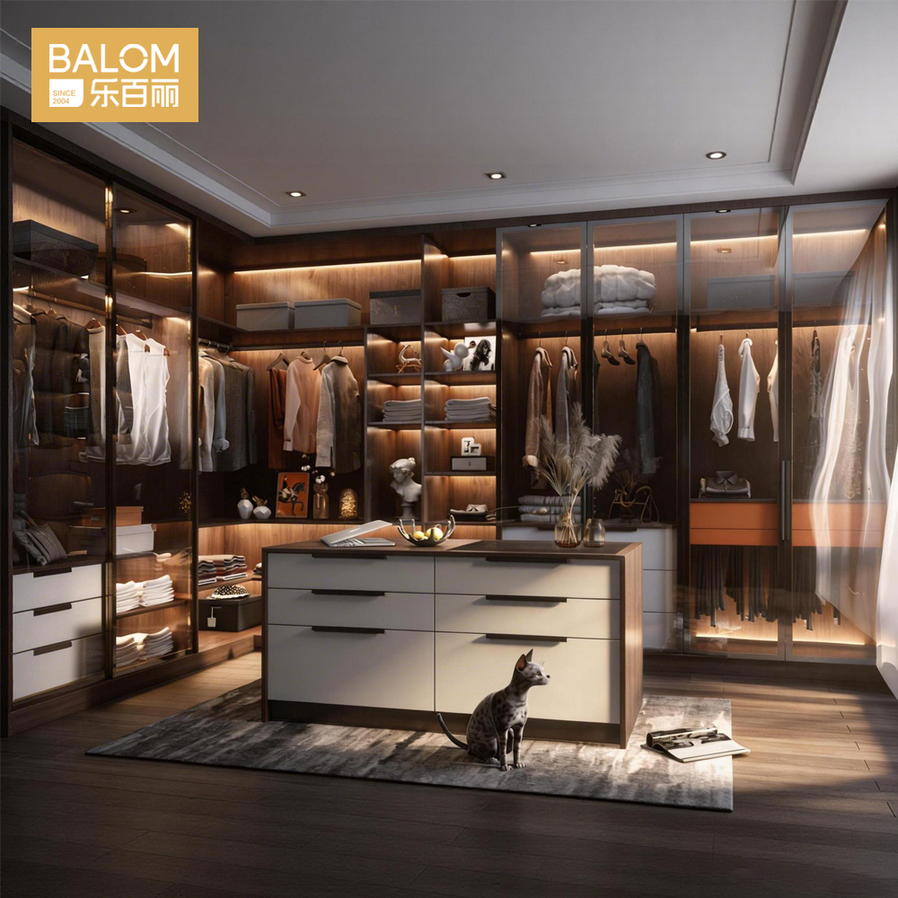 Walk in closet with island