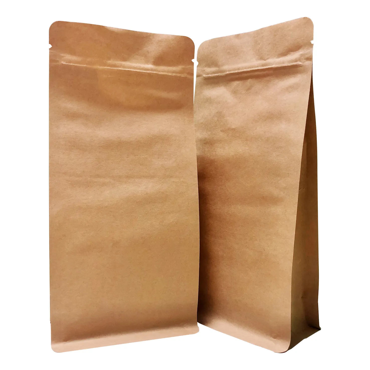 flat bottom zipper bag kraft paper eight side gusset coffee pouches food grade snack packaging bag custom print gift wholesale