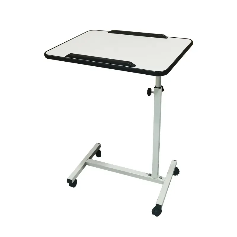Meja Makan rumah sakit dapat digerakkan dan dapat disesuaikan, meja samping tempat tidur lipat atas meja dengan roda