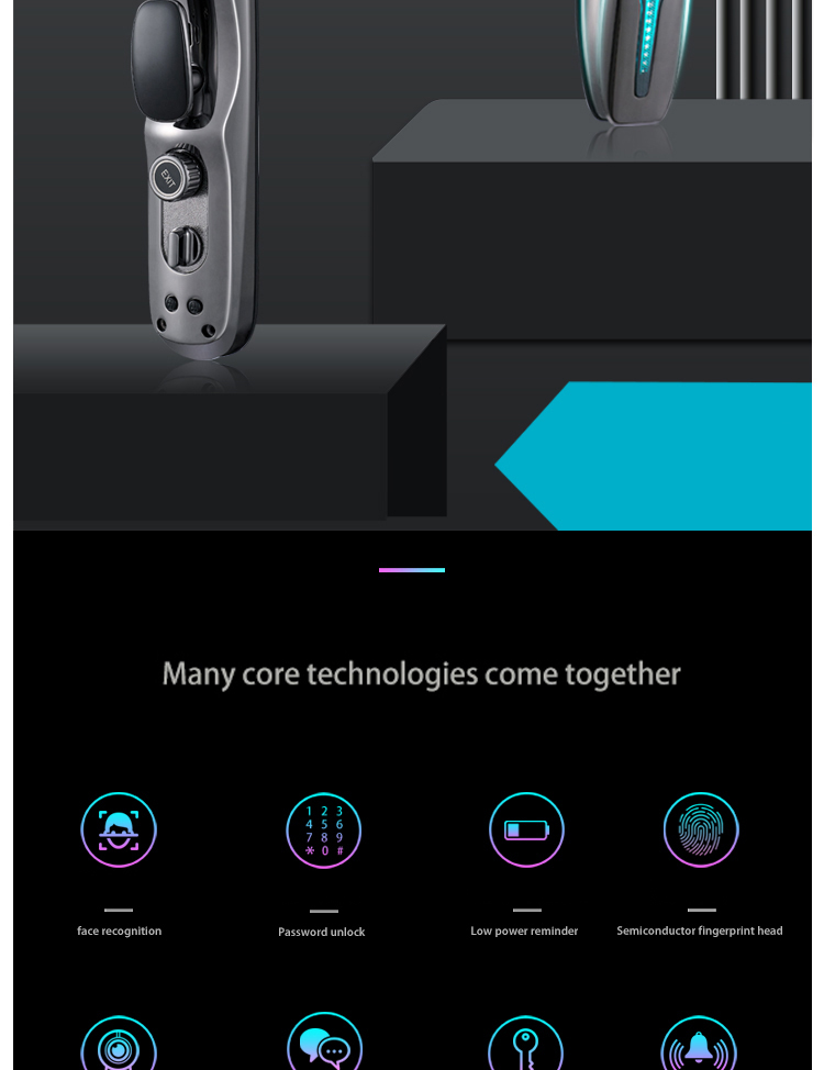 High-value face recognition intelligent door lock with multiple unlocking methods fingerprint applet password key digital lock