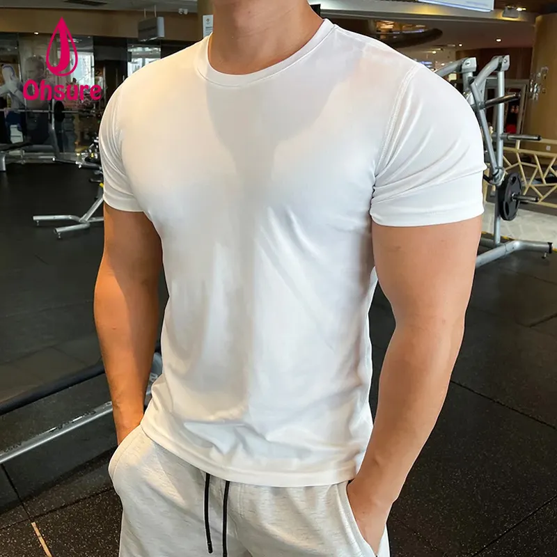 Ohsure Hombres Verano Camiseta de manga corta Seda fría Reciclado Alta calidad Xylitol Algodón Personalizado Logotipo privado Gimnasio Camisetas para hombres