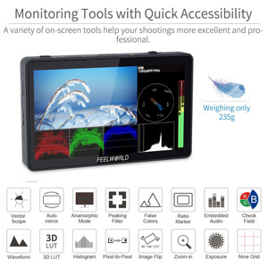 FEELWORLD kamera layar sentuh LUT 3D, monitor bidang dslr 4K, dukungan IPS FHD1920x1080, monitor layar sentuh F6 PLUS V2 <span class=keywords><strong>6</strong></span> inci - Product Image 2