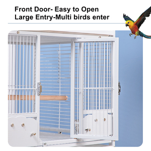 Katı desen büyük açık üçlü istiflenebilir kuş kafesi Metal Aviary uçuş ile kuşlar ve ispinozlar için tekerlek