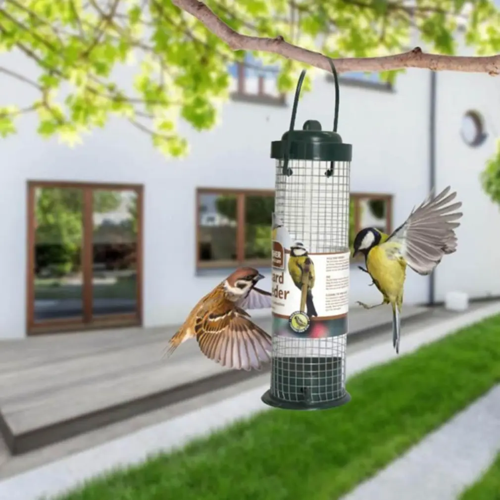 Fornitura di fabbrica mangiatoia per uccelli mangiatoia per uccelli in filo di ferro automatico lavabile da giardino Premium per appendere all'aperto