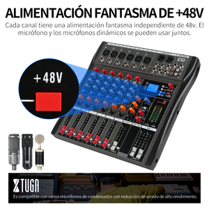 Xtuga เครื่องผสมสัญญาณเสียงแบบมืออาชีพ CT60X เครื่องมิกซ์เสียง6ช่องสัญญาณพร้อมฟังก์ชัน MP3/BT/USB บันทึก - Product Image 4