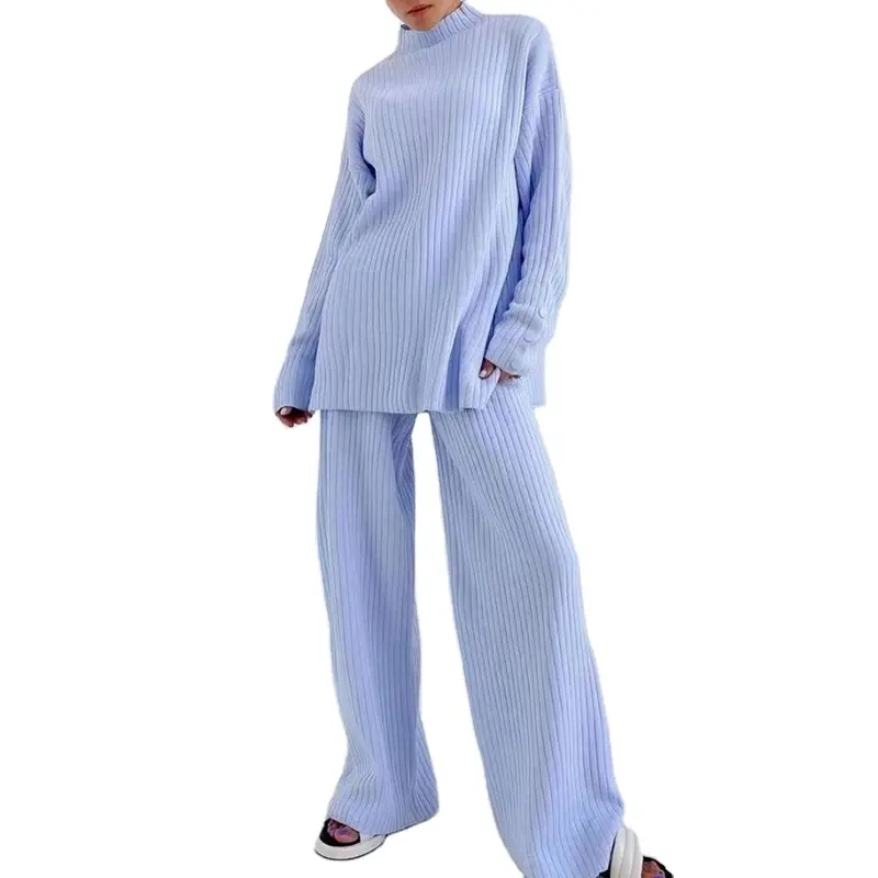 2023 осенне-зимний трикотажный комплект из 2 предметов, костюм-свитер, комплект из двух предметов, женская одежда, оптовая продажа, повседневный пуловер, теплый комплект с вышитым логотипом