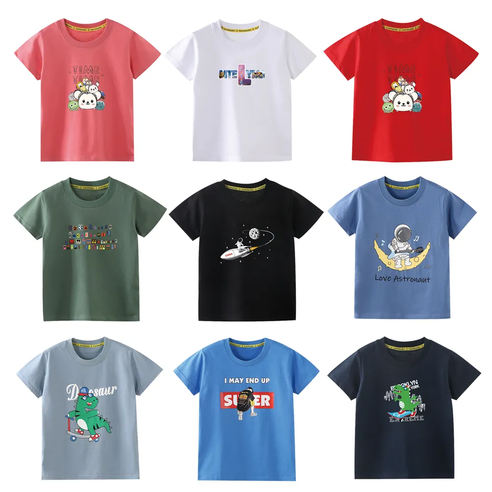 Kid Quần Áo 100% Cotton Ngắn Tay Áo Bé Trai T Shirt 2021 Bán Buôn Mua Trực Tiếp Từ Nhà Sản Xuất Trung Quốc Bán Buôn Mùa Hè Mùa Thu