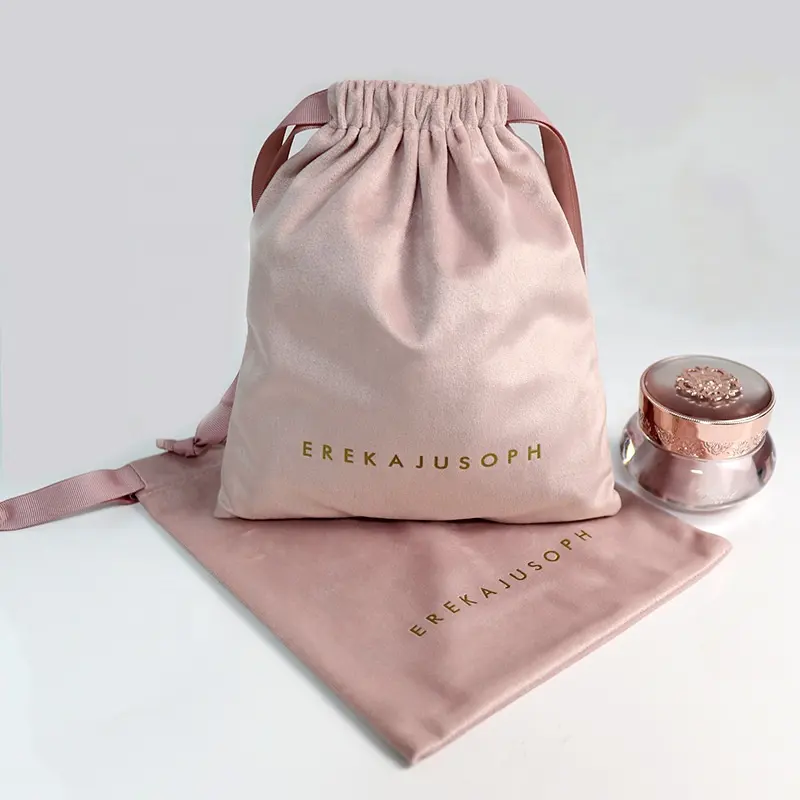 High End Designing Experienced Customized Pink Velvet drawstring Good Sewing Jewelry Earring Storage Dust Bag