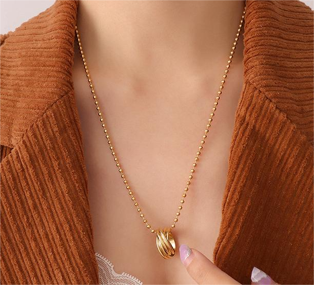 6-Ring Pendant Necklace-52+5cm