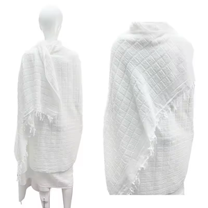 Ready to Ship 108x215cm 600g White Jacquard <strong>Ihram</strong> Hajj <strong>Towel</strong> Cotton <strong>Towels</strong> for Muslim Men