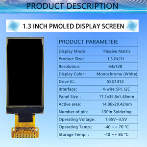 1.3 pollici 128x64 OLED interfaccia SPI I2C a 4 fili 13pin tipo di saldatura SSD1312 schermo LCD OLED da 1.3" - Product Image 3