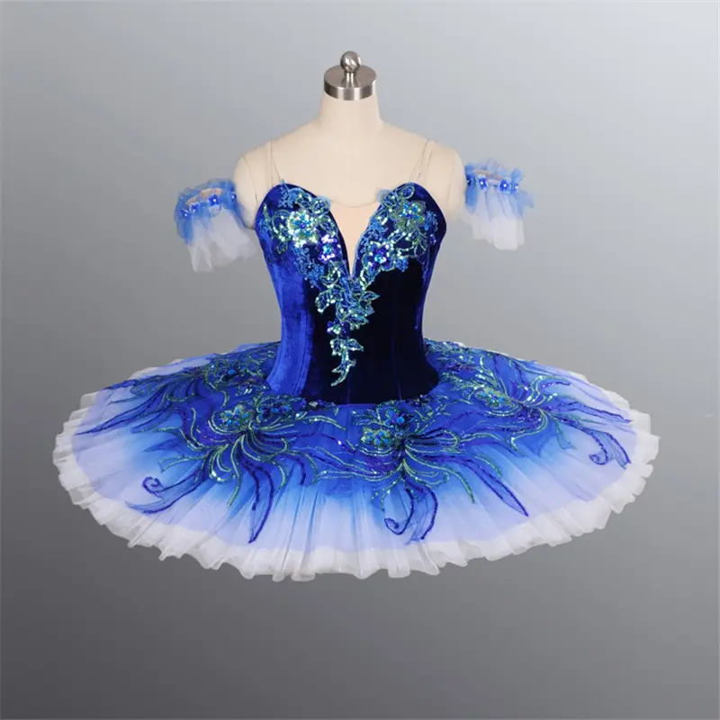 Fantasia de bailarina com tutu, alta qualidade, profissional, tamanho personalizado, clássico, azul, pássaro, traje de tutu