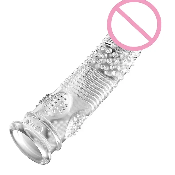 Hot Selling Spike gepunktete Penis ringe transparent wieder verwendbare sexy Spielzeug Drachen ärmel Kristall Kondom für Männer