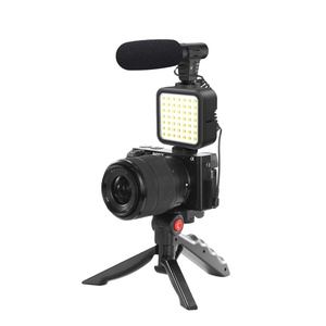อุปกรณ์ Vlogging บนสมาร์ทโฟน,อุปกรณ์บันทึกปืนลูกซองพร้อมไมโครโฟน LED Video Light ชุด Vlogging พร้อมขาตั้งกล้อง