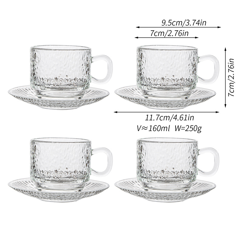 Water Ripple Pattern - 4-Piece Set - Cups and Saucers