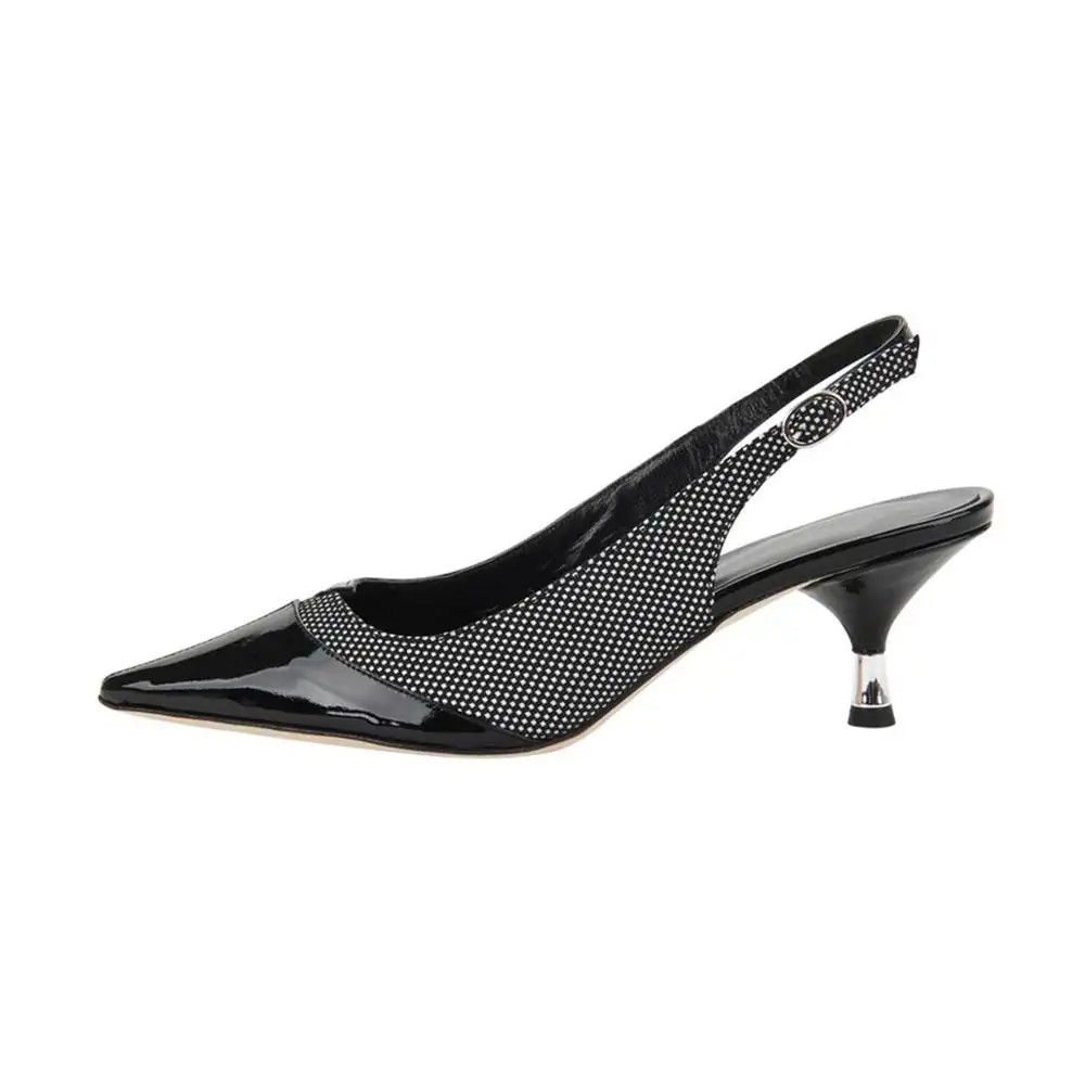 Última alta calidad moda precio barato gatito tacón puntiagudo con hermoso diseño señoras sandalias zapatos de mujer