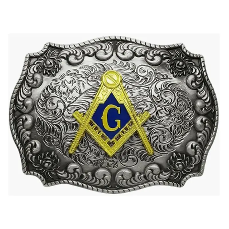 Mason maçônico símbolo logotipo grande enorme rodeio ocidental ouro tom cinto fivela