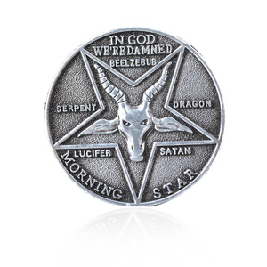 Custom Metal Gold Silver Lucifer Morning Star Satan Pentecost Small Gift <strong>Coin</strong> Sheep Head <strong>Human</strong> Cross Commemorative <strong>Coin</strong> - Product Image 3