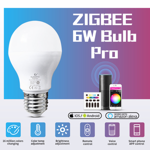 Gledopto Tuya Pro Compatible with Zigbee 3.0 and 2.4G <strong>LED</strong> Aluminum E27 E26 <strong>6W</strong> RGB+CCT Bulb