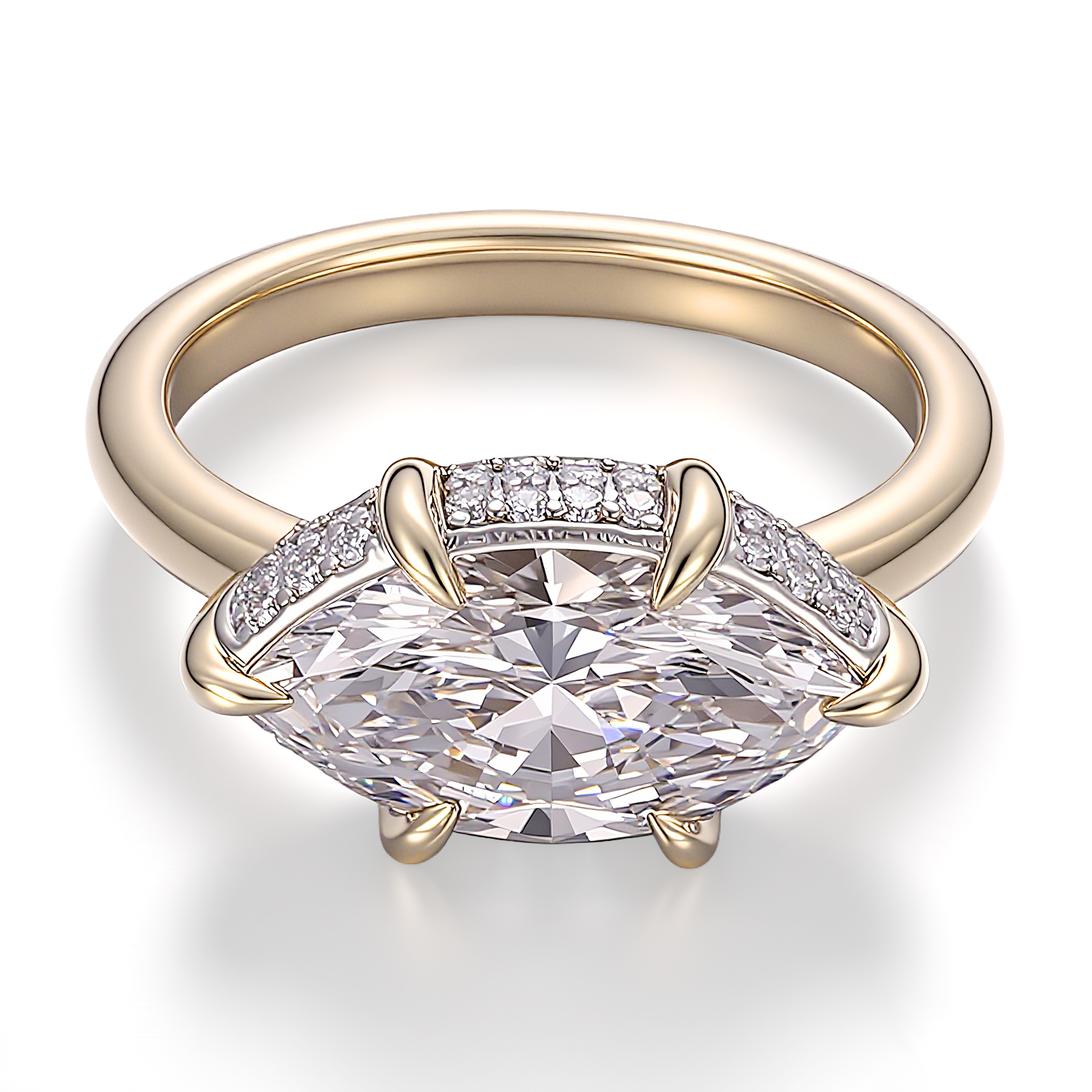 Bague en or massif 14 carats avec diamant de laboratoire