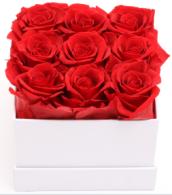 9 Roses Dans Une Boîte Carrée
