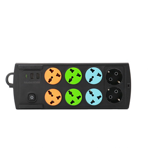 Nuevo estilo Universal y estándar de la UE Toma de corriente de 8 salidas con USB y Tipo C para el hogar o la oficina