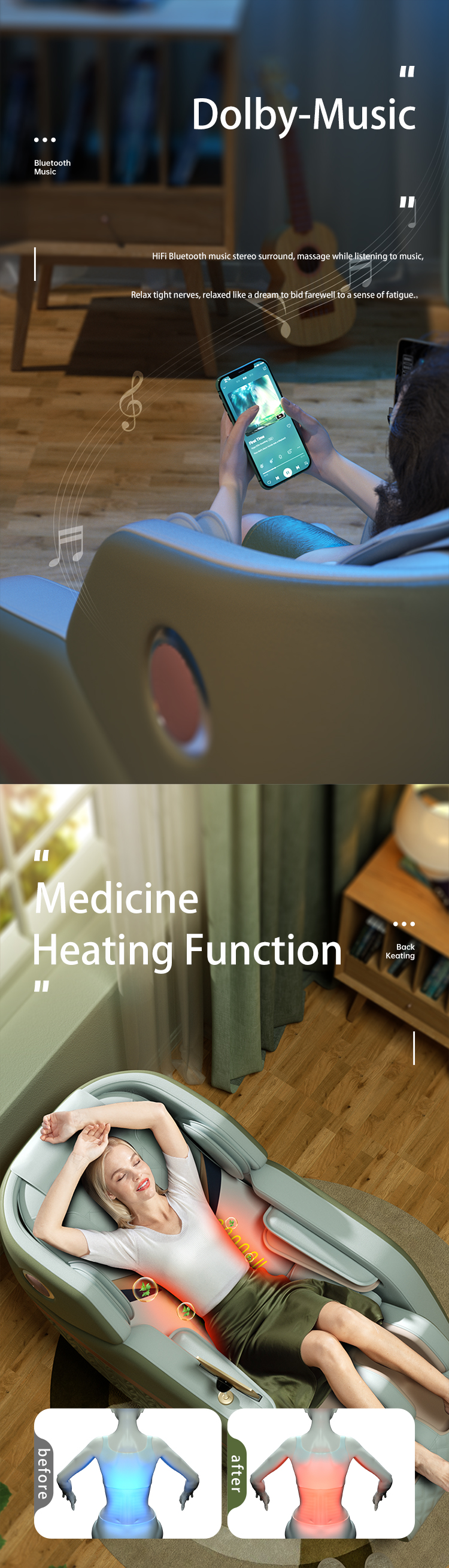 Jare E7  Cheap Price Electric  Zero Gravity Heating Vibration  Blue-Tooth Factory Hot Sales Full Body Massage Chair
