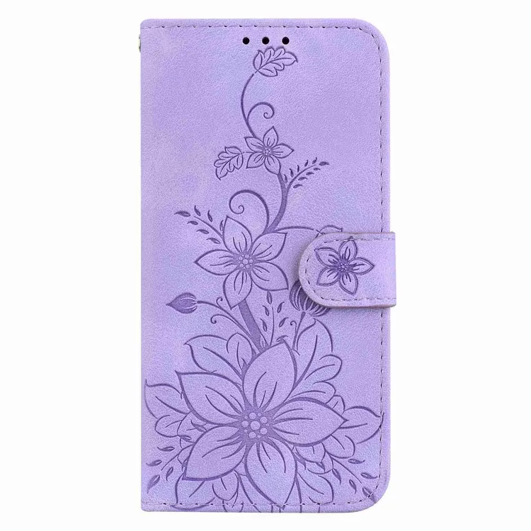 Best quality For Samsung Galaxy S23 Ultra 5G Lily Embossed Leather Phone Case(Purple)