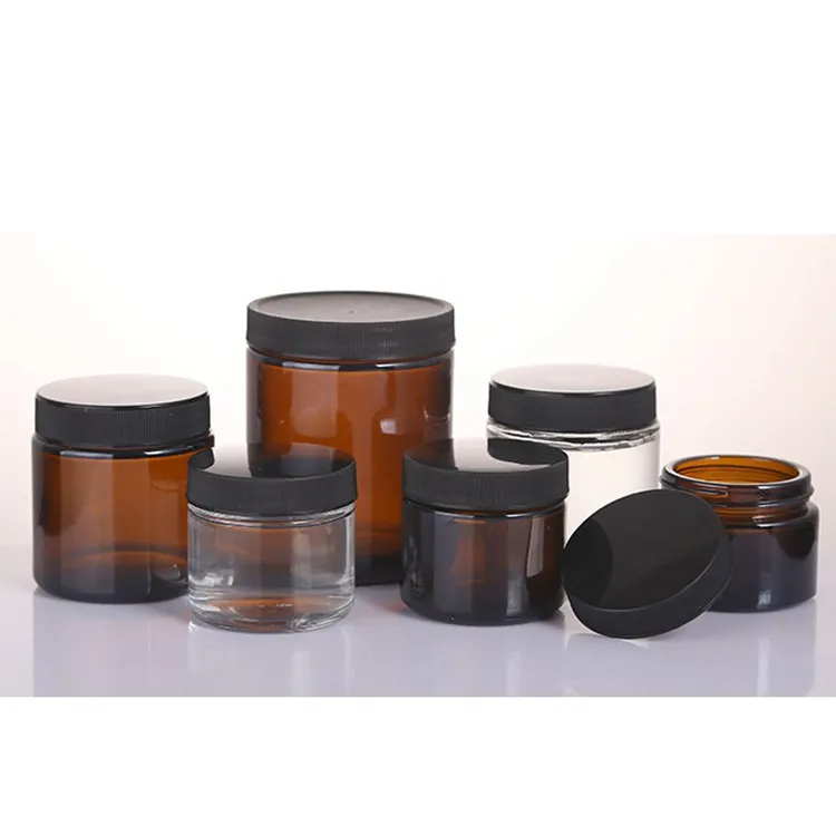 Straight side body butter jars 4oz round 100ml body butter jar skin care creams packaging 100g amber glass jar with lid