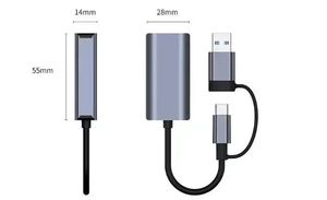 Functional USB3.0 Type C <strong>to</strong> RJ45 Gigabit Network Adapter 1000Mbps Stable Transmission - Product Image 4