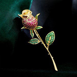 Luxury Zirconia <strong>Brooches</strong> Zircon Diamond Rose Flower <strong>Brooch</strong> Corsage Zircon Red Rose <strong>Brooch</strong> for Women - Product Image 5