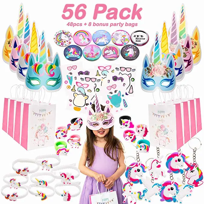 PARTYCOOL 2021 New Arrive Girls Birthday Gift Bags Favors Supplies Set Unicorn Party