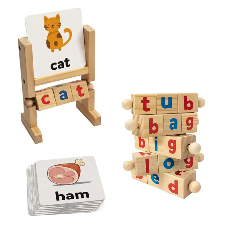 Montessori iplik alfabe eğitici oyuncak ahşap mektup blokları manipülatif alfabe blokları dönüş döner mektup bulmaca
