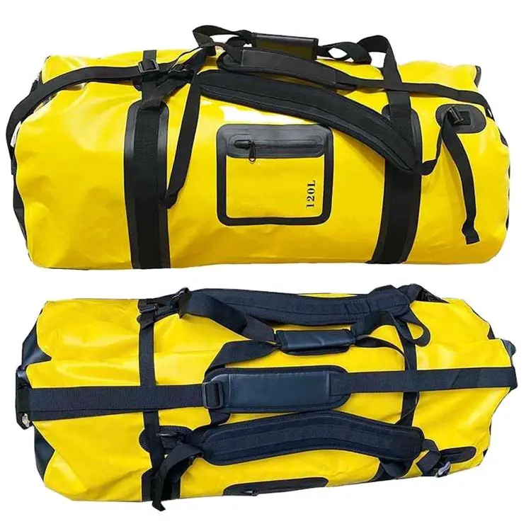120L công suất lớn có thể gập lại PVC túi chống thấm nước ngoài trời hành lý gói không thấm nước cắm trại phòng tập thể dục Túi vải thô